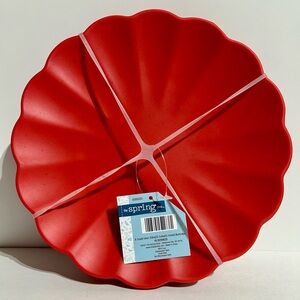 Coral Red Salmon Scalloped Melamine Dessert Salad Plates 8” Set 4 NEW Spring